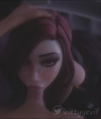 3d animation big tits blowjob deepthroat redhead sfm gif
