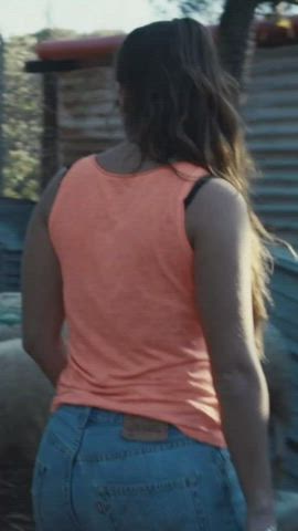 big ass brunette jeans gif