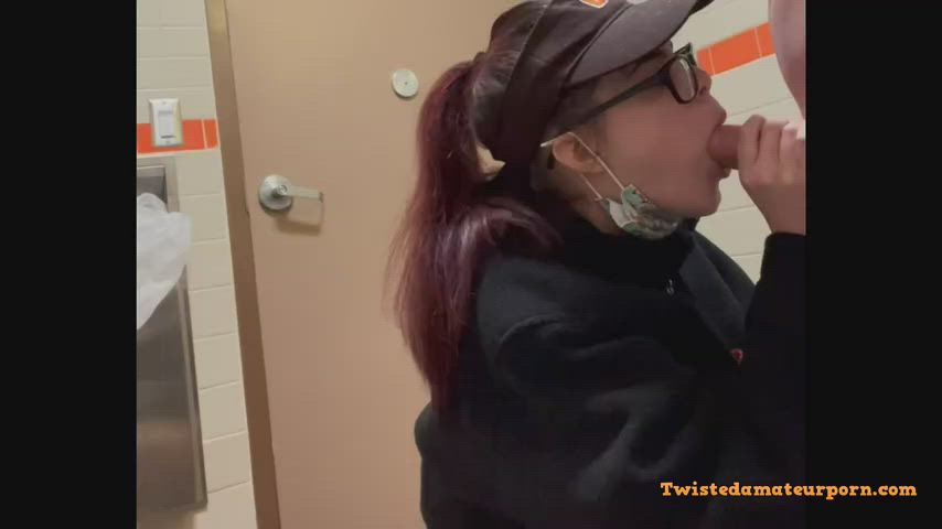 amateur bathroom blowjob coworker gif