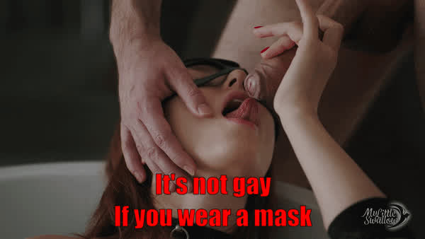 blowjob caption mask sissy tongue fetish gif