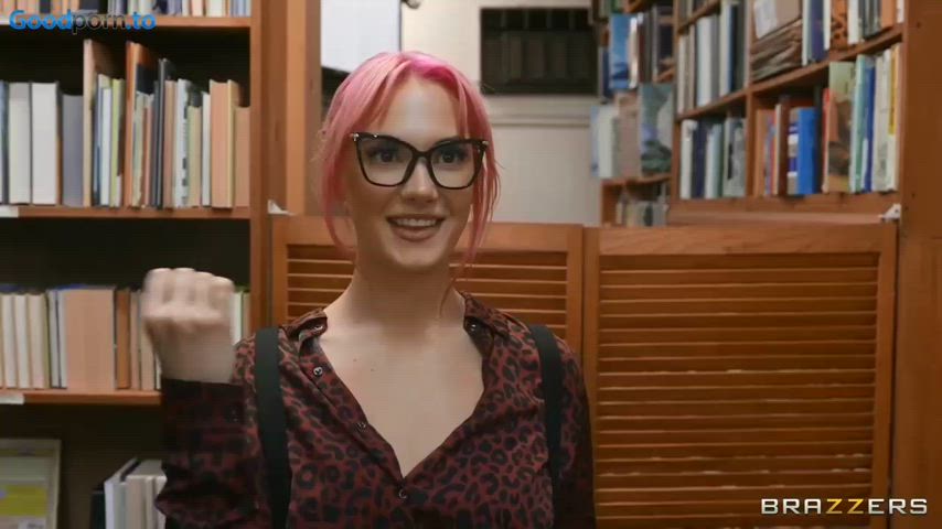 Horny librarian Siri sucks and fucks Lily Lou's BF's big dick behind her back.