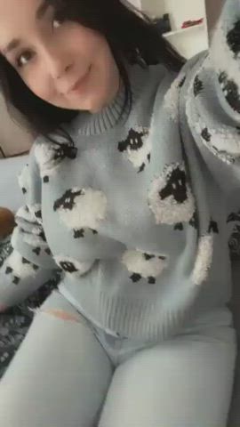 Huge Tits Shaved Pussy White Girl gif