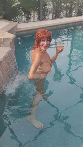 Nude Pool Redhead gif
