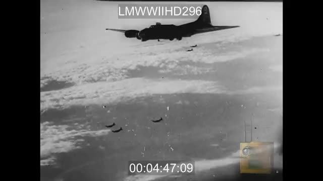 American B-17 falls out of formation over Europe