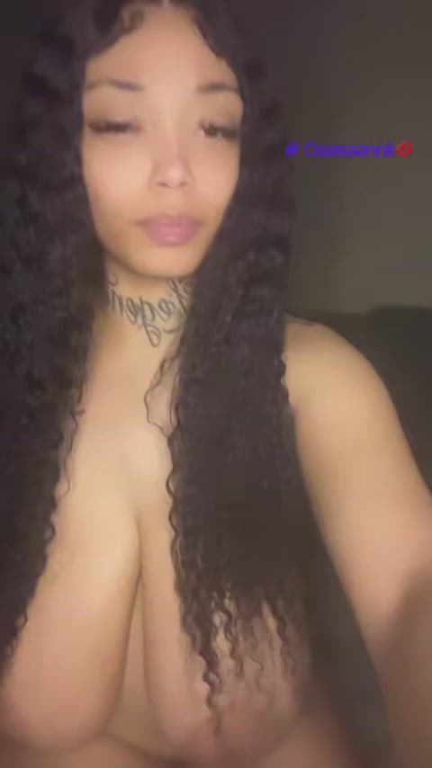 amateur big tits black ebony huge tits natural tits saggy tits smoking tattooed gif