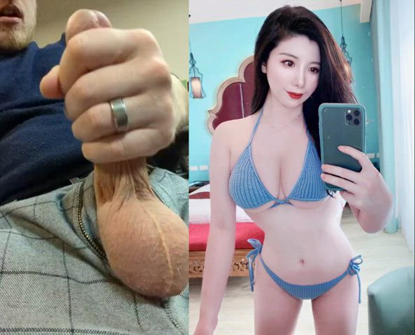 asian bwc babecock bikini interracial split screen porn gif