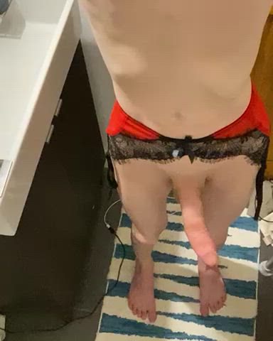 19 years old big dick femboy gay monster cock sissy solo tease trans twink gif