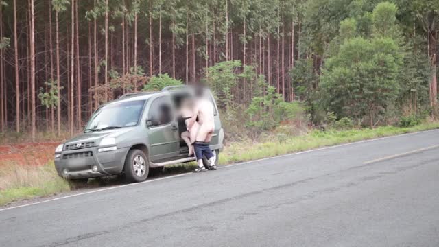 Unabashed fucking by the side of the highway