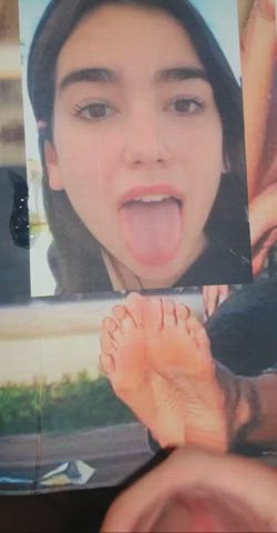 Dua Lipa's feet and face Cumtribute