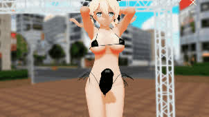 Futanari Prinz Eugen dances on outdoor stage ( MMD Lepus ) [ Kantai collection ]