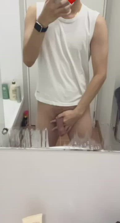 Love letting my cock hang loose after class (20)