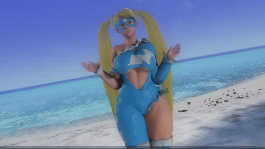 animation beach dancing superheroine gif