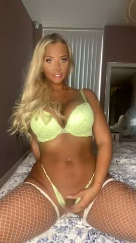 Big Tits Blonde Fishnet Jessica Pretty Teasing Trans gif