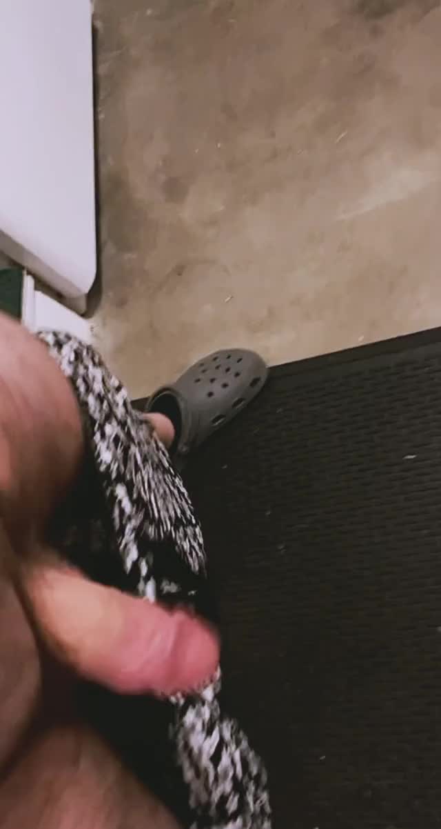 Playin with my cock in the garage while listening in on a work call - DMs open