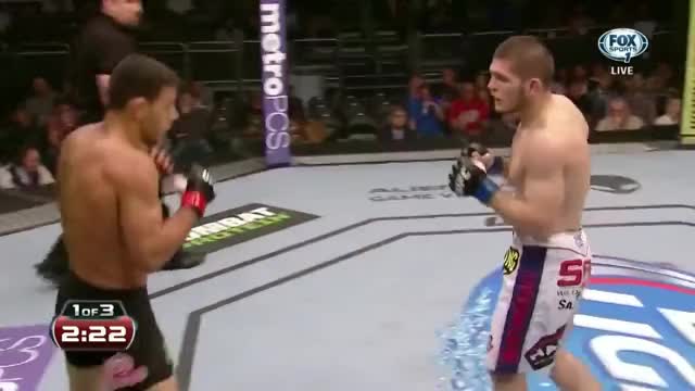 Khabib Takes Down RDA and Barboza using flying knees