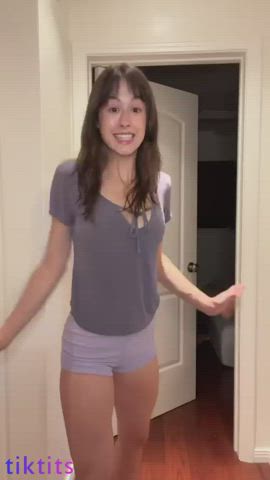 Girls Natural Tits Skinny Small Tits Solo Teen TikTok Tits gif