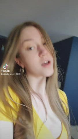 big tits brunette busty cleavage tiktok gif