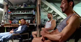 Three Bro’s enjoying their cocks while watching porn gif ....