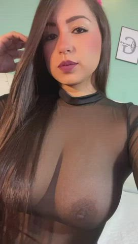Big Tits Brunette Camgirl Curvy Dildo Latina MILF Seduction gif