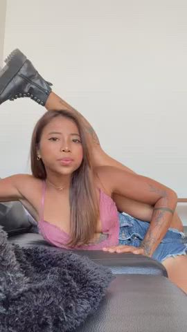 Asian Boots Cute Stretching gif