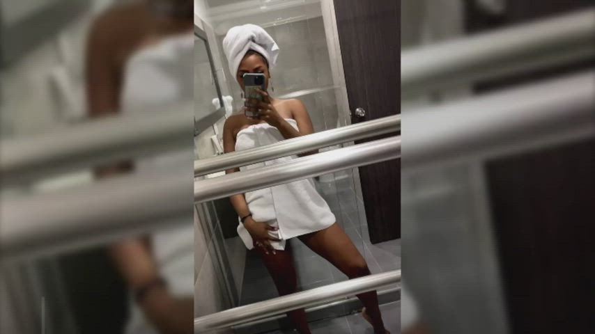 bathroom ebony ebony mystique selfie shower towel gif