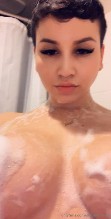 Bouncing Tits Shower Soapy gif
