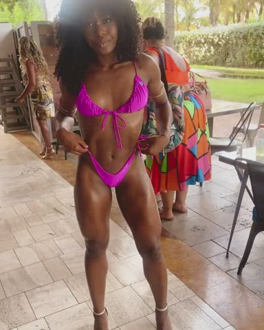 Bikini Ebony Fitness Muscular Girl gif