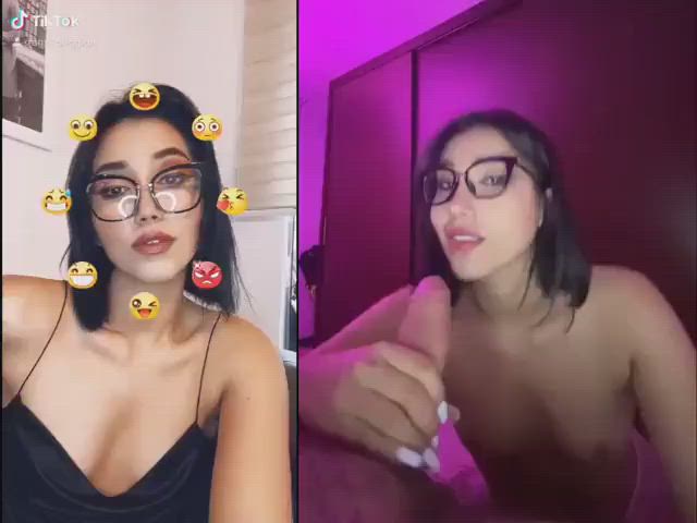 asian blowjob brunette glasses jerk off pmv tiktok gif