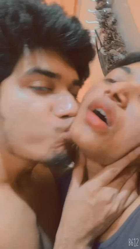 desi french kissing girlfriend indian kissing gif