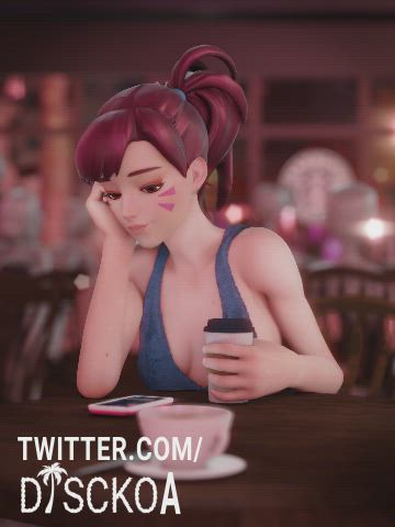 Sombra teasing D.va in a cafe (DisckoA) [Overwatch]