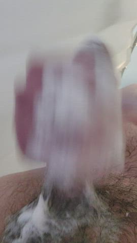 Belly Button Hairy Cock Masturbating Penis Shower Soapy gif