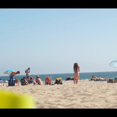 beach bikini micro bikini public tits gif