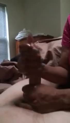 Biracial handjob with cumshot