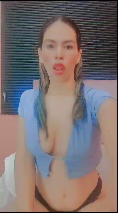 boobs cute latina lingerie long hair pigtails sensual teen tits gif