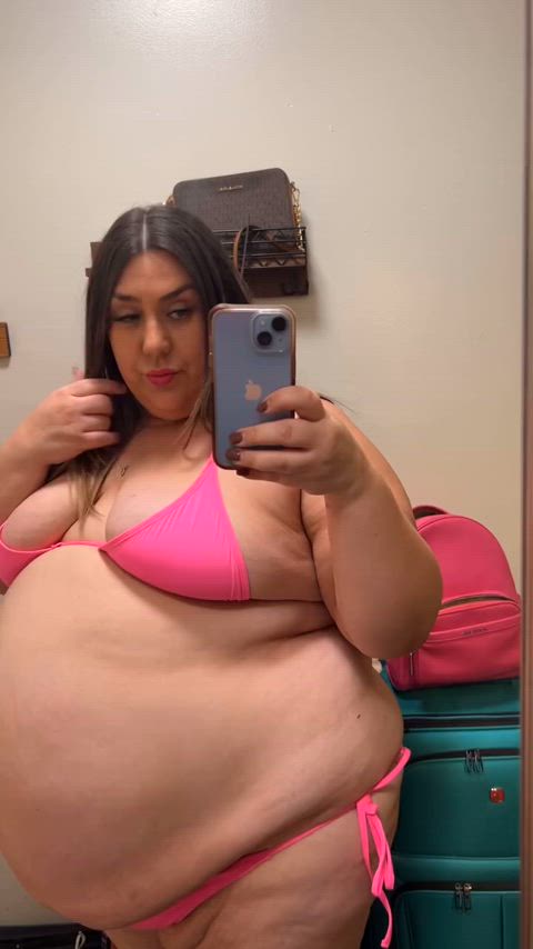 bbw bikini brunette feedee ssbbw gif