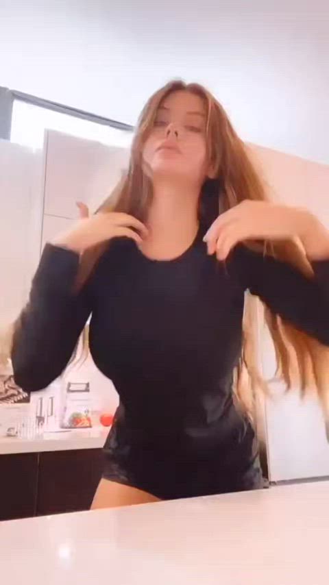 big tits dress tight gif