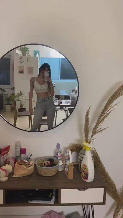 Ass Brunette Mirror gif