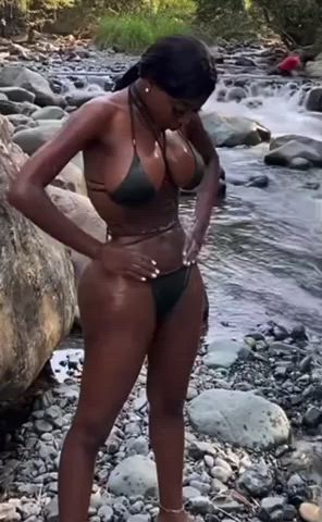 Big Tits Bikini Ebony gif