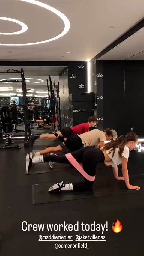 actress ass brunette celebrity spandex workout gif