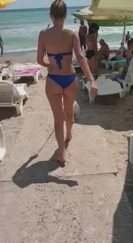 Ass Beach Bikini Blonde Small Tits gif