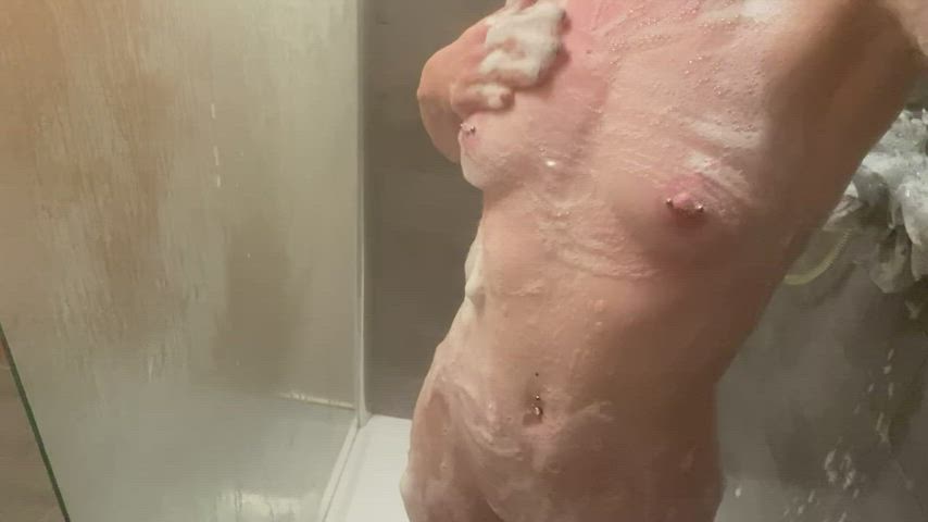 pierced shower small tits gif