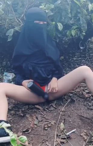 hijab indonesian outdoor vibrator gif