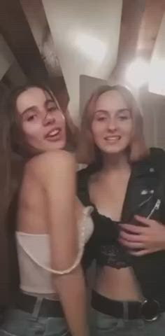 babe lesbian nipples titty drop gif
