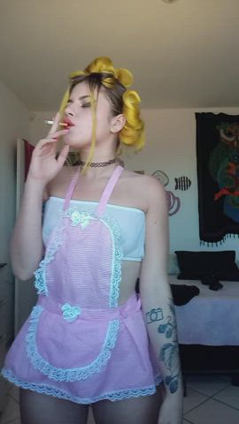 cute petite smoking hot-girls-with-tattoos gif