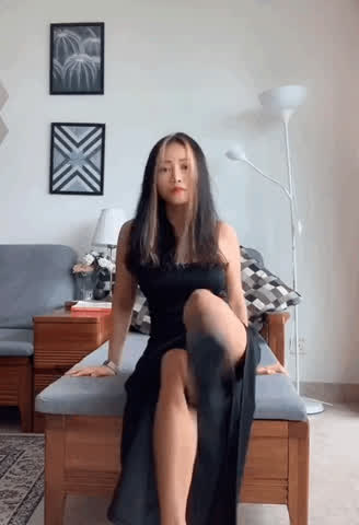 asianhotwife dress eye contact hair legs marry queen prettyevil gif