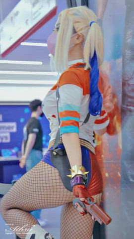 asian blonde cosplay cute korean model gif