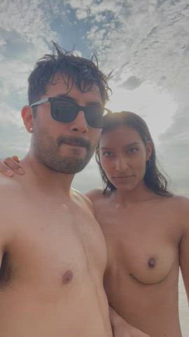beach couple nude gif