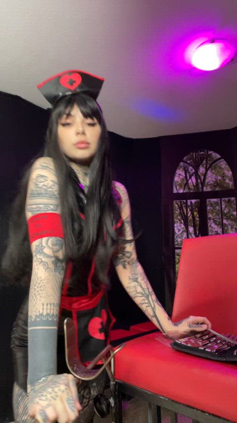 cosplay mistressmercyrage nurse bdsm-humiliation latex mean-girls suicide-girls gif