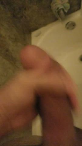 Big Dick Cumshot Shower Solo gif