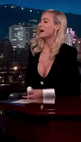 blonde boobs brie larson celebrity cleavage dress goddess star tits gif